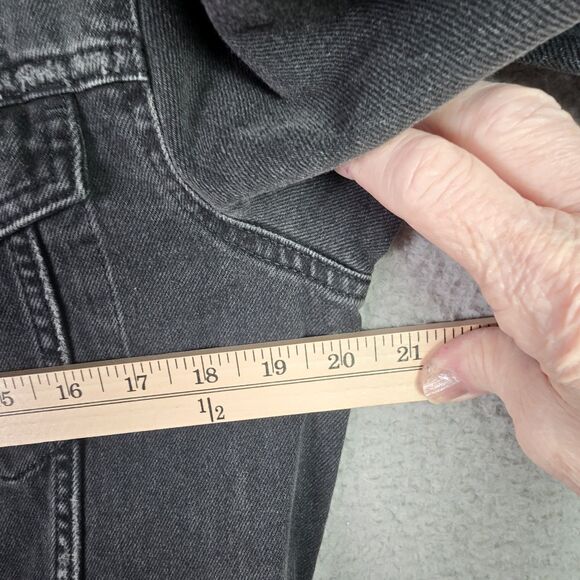 Divided Black Denim Jacket Thrashed Distressed Raw Hem Oversized Y2K Fall Retro - Picture 11 of 16